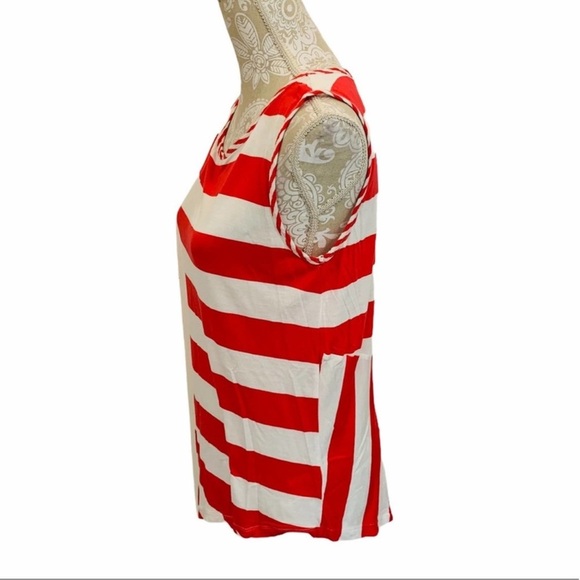 CAbi Carousel Asymmetrical Red and White Striped Tank Top Size XS Oversized - Picture 8 of 12